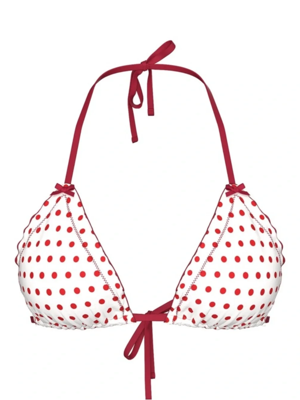 Frankie’s Bikinis Red Polka Dot Triangle Bikini Top Size Large